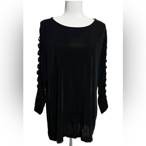 Chico's Tops - Travelers by Chico’s open arm criss cross pattern black top size 3 or XL